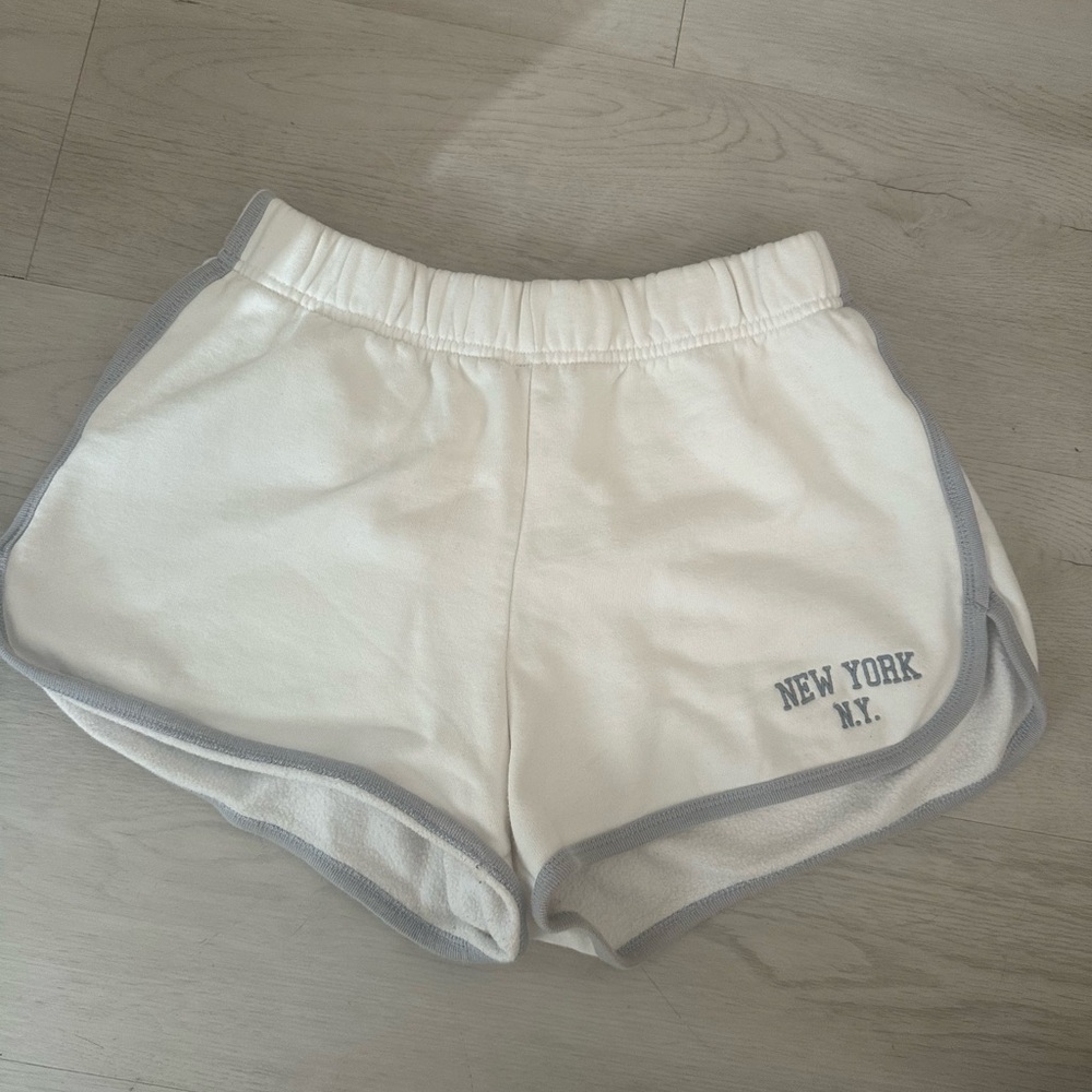Brandy Melville White Athletic Shorts with Gray Trim
